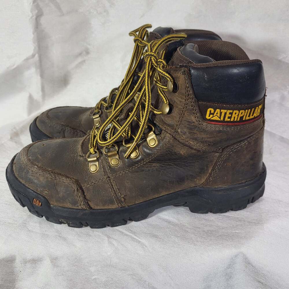 Caterpillar Outline Steel Toe Work Boots Brown P90803 Size 7.5